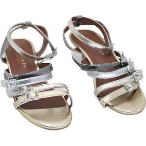 Kurt Geiger Piera Metallic Jeweled Buckle Sandals Girls Leather Size 1